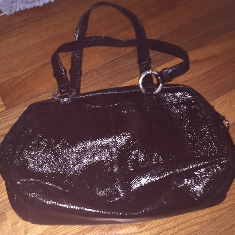 Cache Shiny Patent Handbag With Studs - image 2